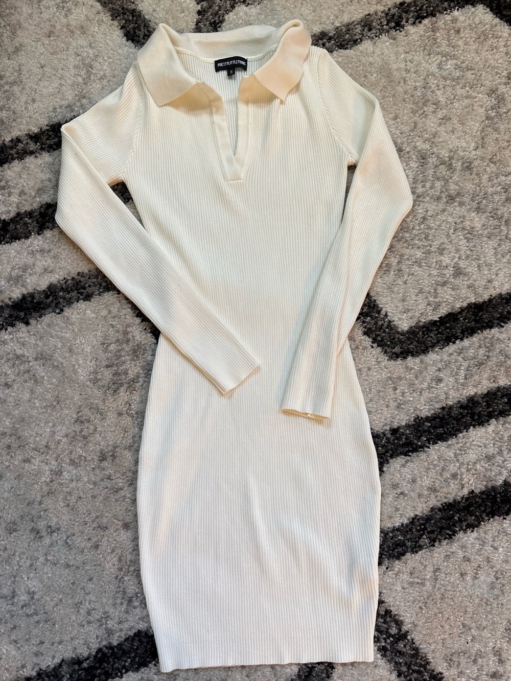 Pretty little thing ribbed Polo Knit Dress - Cream